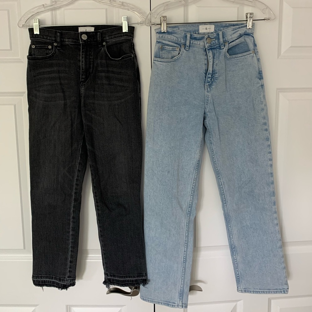 Pair of 2 high waisted straight crop jeans